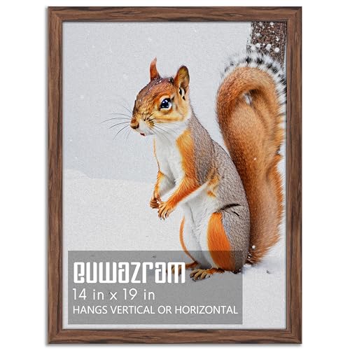 euwazram Rustic Walnut 14x19 Frame - Single Frame 14 x 19 Poster Frame for Artwork Puzzles Photos and Movie Posters Picture Frames