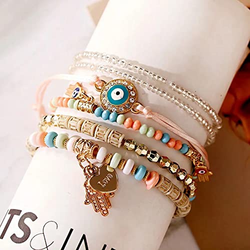 Stylish Evil Eye Multi Bangle Bracelet for Women