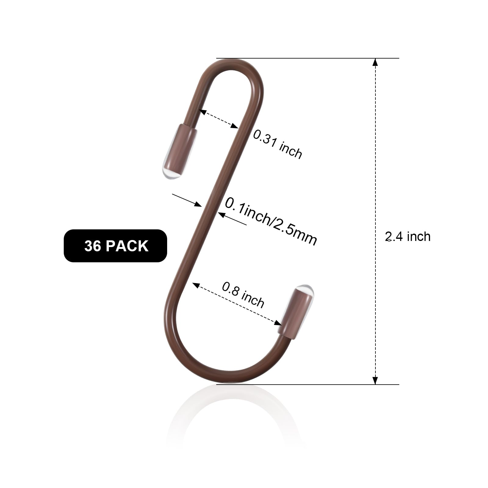 36 ganchos en S para colgar resistentes en forma de S, de metal antideslizante, para calcetines, ollas de cocina, utensilios, armario, alambre, baño, dormitorio, bolsa de sartenes, toallas 2