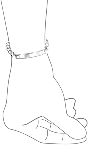 Miniatura 4 de Bling Jewelry Pulsera de Identificación ID Unisex Personalizable con Barra de Nombre Chapada para Hombres con Cadena Marinera, Cubana, Fígaro, de