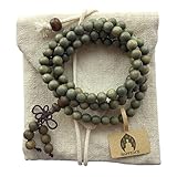 HAPPEACE 6mm Natural Fragrant Green Sandalwood 108 Mala Beads - Tibetan Buddhism Prayer Beads