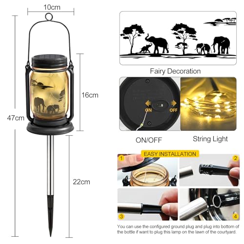 2 Pack Solar Lanterns - Outdoor Hanging Mason Jar Fairy Lights - Image 5