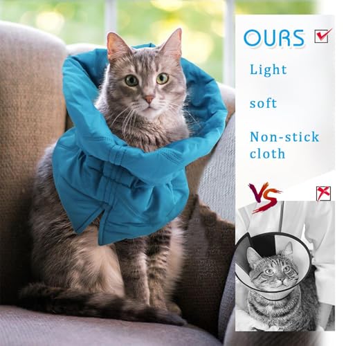 Elisabethanisches Halsband, Halsband nach Operationen, Halskrause Katze Schutz, Einstellbares Weiches Katzen Halskrause, für Katzen Kätzchen Verhindert das Lecken von Wunden (Blau, M)