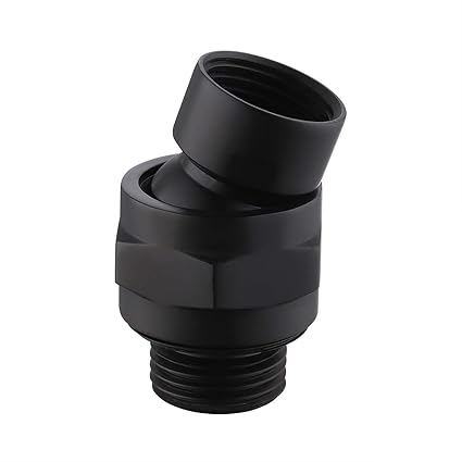 KES Shower Connector Ball Joint Shower Head Swivel Ball Adapter Brass Adjustable Shower Arm Extension Universal Component Matt Black, PSB101-BK