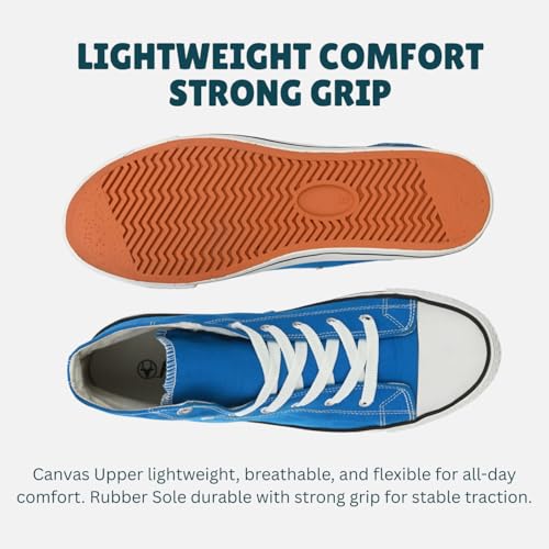 Image of Hirolas Men's Vulcanized Canvas Rubber Toe High Ankle Skateboard Sneakers Shoes.