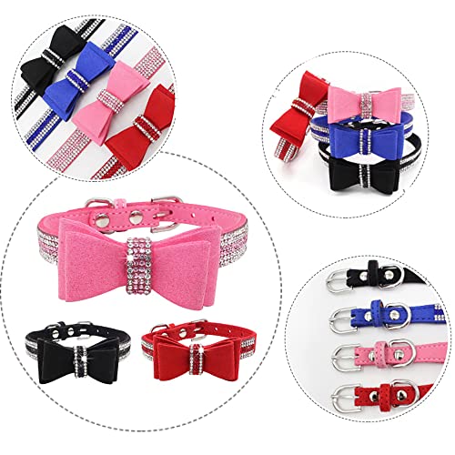 Small Dog Collar And Leash Set With Rhinestone Bow Knot Crystal Diamond Bling Girl Puppy Cat Collars Purple S #TOP2