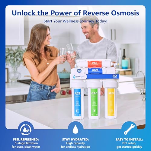 Image of Express Water Reverse Osmosis Water Filtration System - 5 Stage RO Water Filter System with Faucet and Tank - Under Sink Water Filter - 100 GPD