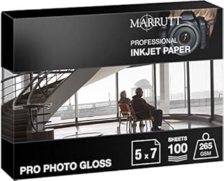 Marrutt 265gsm Pro Photo Gloss Inkjet Paper: 5" x 7" - 100 Sheets