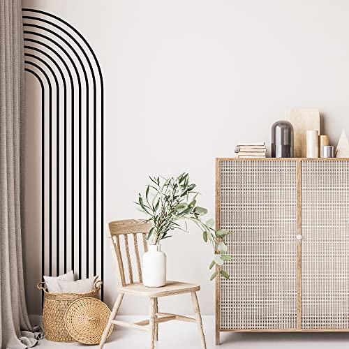 Black Right Half Arch Vinyl Wall Decals, Modern Boho Stickers Abstract Line Wall Art Home Wall Decor #TOP2