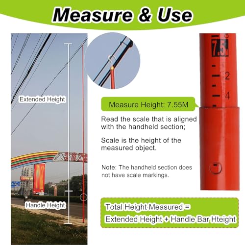 Adjustable Retractable Surveying Rod for Outdoor Use, 10m/32.8ft Measuring Pole, Durable Commercial Grade Ruler, 10 Pack for Precise Measurements and Reliable Performance