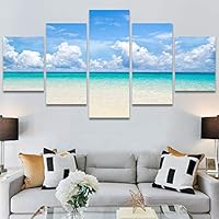 SIGNWIN 5 Panel Canvas Wall Art Modern Art Beach Coastal Expressive Global Multicolor Photography for Home Decorations Ready to Hang - 60