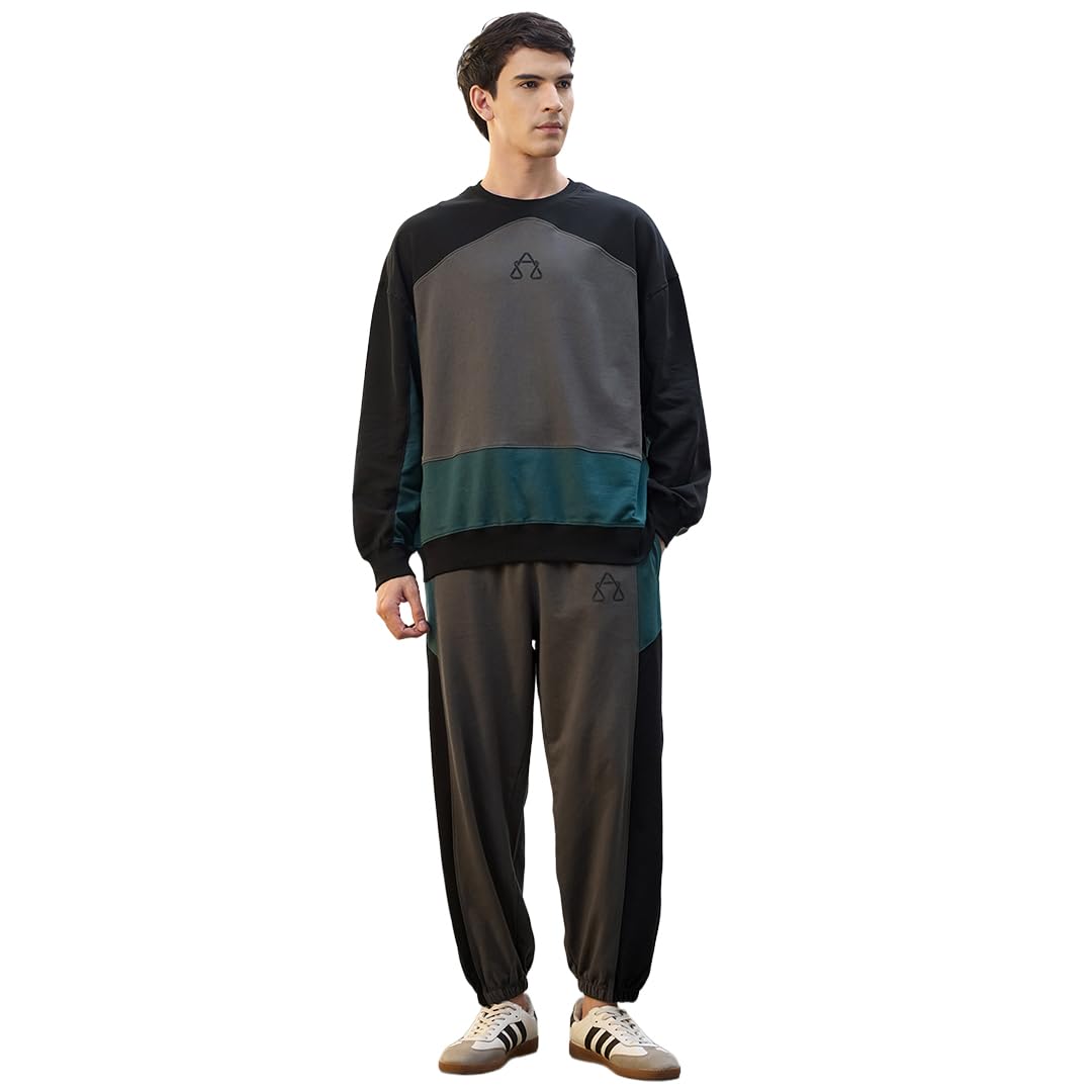 nobero Men Oversized Fit Co-ord Set(1M-LWCS-R0263-GP7_Graphite_3XL)-picture-48