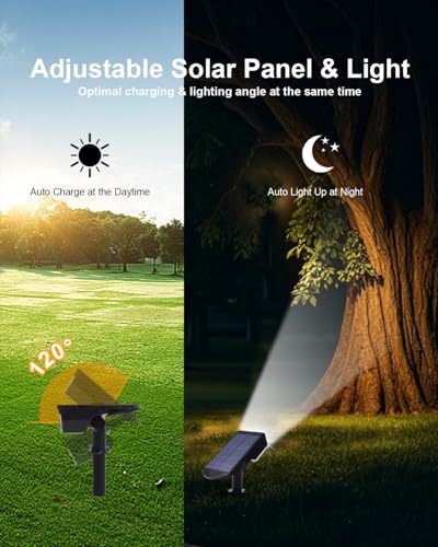 Image of 6 Pack Solar Spot Lights Outdoor Waterproof, 20 LEDs Bright Landscape Spotlights Dusk to Dawn, Cool White Adjustable Uplights for Yard Tree House Garden Wall Pathway, IP65
