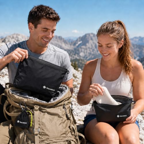 Image of Vavabox Lightweight Travel Toiletry Bag for Women, Water-Resistant Nylon Zipper Travel Pouch, Travel Essentials for Men Camping Gym (Dark Blue, 3pcs)