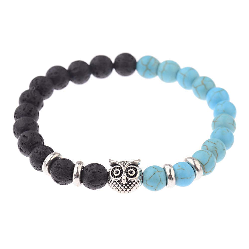 Steinarmband, Naturstein -Perlenarmband -Mode -Schüler Ehepaar Eulgrün Kiefern Vulkanstein Stein Seilarmband Armband Personalisierte Kleidung Accessoires Schmuck Schmuck