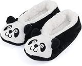 GLENMEARL Womens Warm Cozy and Lovely Animal Non-Skid Knit Indoor Home Floor Slippers Socks for Adults Girls … (6.5-8.5, Black Panda)