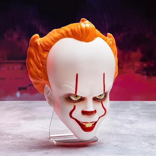 Lampe masque Pennywise - Officiellement licencié, Lampe murale ou à poser, Décor d'Halloween, Cadeau pour fans de films d'horreur, USB inclus - 18cm – vue 6