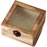 Scatola portaoggetti in legno naturale con elegante design a fiori di begonia e serratura per conservare gioielli e oggetti personali (A)
