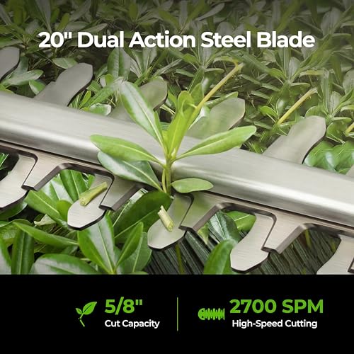 Image of NovorikX Pole Hedge Trimmer Cordless 20V with Battery Powered 20-Inch Electric Hedge Trimmers 15-FT Reach with Extension Pole Multiple Angles for Shrubs Pruning Bush Trimmer
