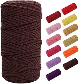 SUNTQ Macrame Cord 4-Strand Twisted Soft Unstained Cotton Rope 6mm x 164 ft for Handmade Plant Hanger,Wall Hanging Craft Making, Crafts, Knitting, Decorative Projects Original Colour Cotton String