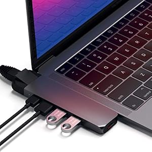 Satechi Adaptador de Hub Pro Tipo-C com Ethernet - 4K HDMI, USB-C PD, Gigabit Ethernet, USB 3.0, slot para cartão micro SD - para M2/M1 MacBook Pro/Air (cinza espacial) - 1 51rc2WwpqTL. SS300
