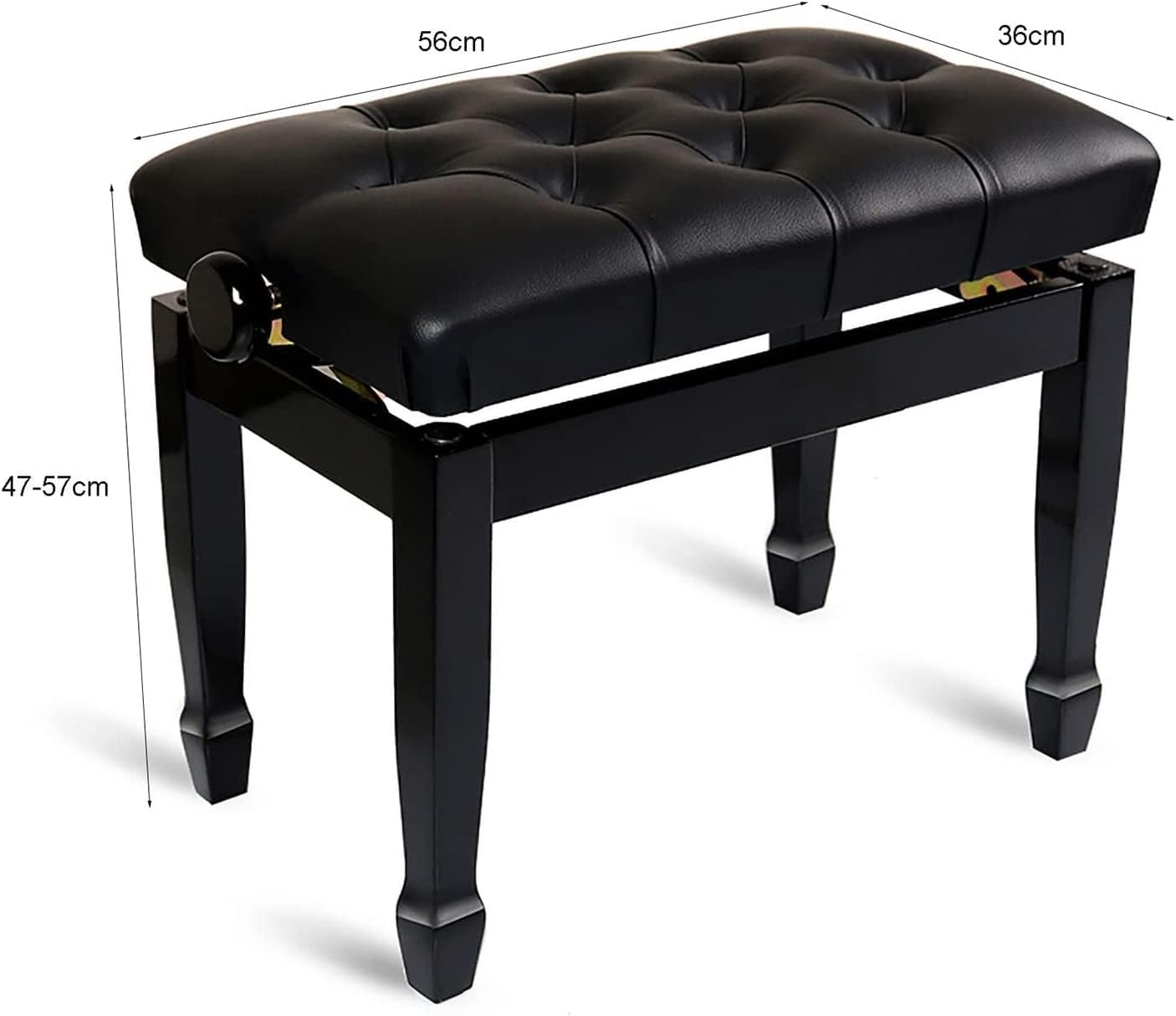 Klavierhocker, Bank, Frisiertisch, schwarz, höhenverstellbar, mit Leder gepolstert, Keyboard-Sitzstühle, Tragkraft 180 kg, einfach zu montieren