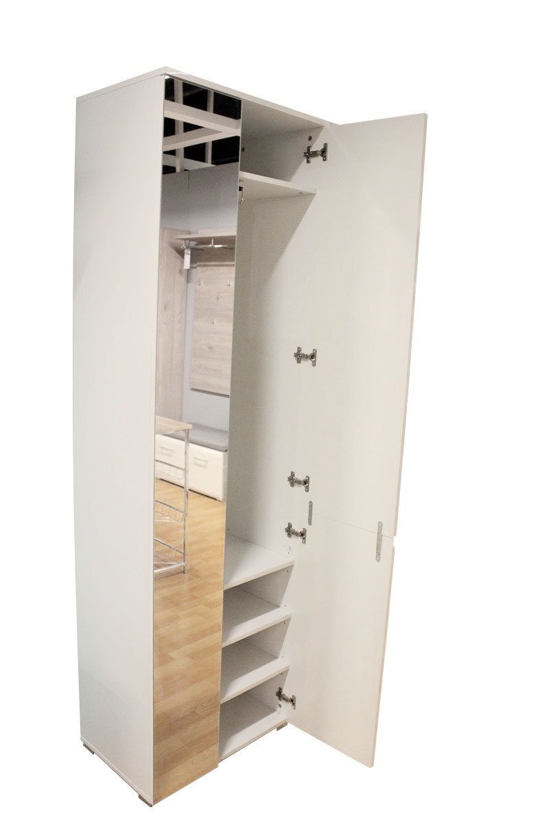 Scarpiera Da Ingresso Bianco Lucido - Con Cassetto E Ante, 70x101x40cm, Laminato Resistente