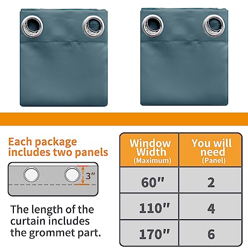 Image of YoungsTex Short Blackout Curtains for Bedroom Thermal Insulated with Grommet Top Room Darkening Window Curtains for Living Room, 2 Panels, Stone Blue, 42 x 45 Inch