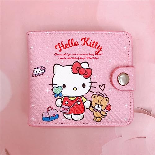 Cute Small Wallet for Women and Girls, Kawaii Leather Slim Purse Bifold Card Holder Coin Pocket and ID Window, 2Pcs Set4