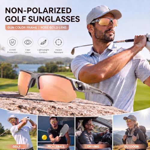 BLAITEJUS Rose Gold Lens Golf Glasses
