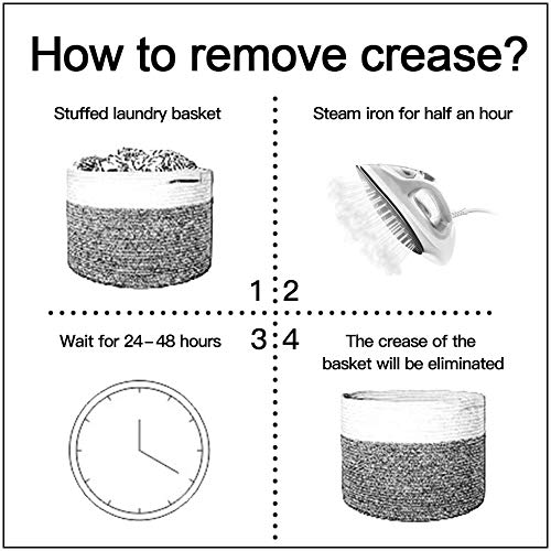 OIAHOMY Laundry Hamper Woven Cotton Rope Large Clothes Hamper 25.6" Height Tall Laundry Basket with Extended Cotton Handles for Storage Clothes Toys in Bedroom, Bathroom, Foldable (Yellow variegated) - Image 7