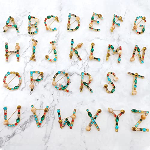 Letter Brooch Pins Initial Colorful Rhinestone Resin Brooch For Women Crafts Breastpin Gold E #TOP1