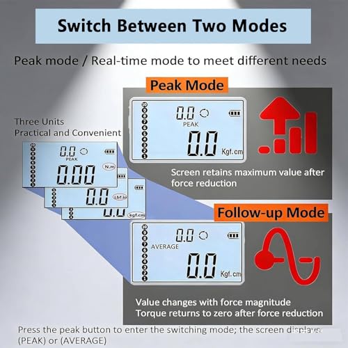 Testeur de couple numérique à 2 modes et 3 unités de mesure réglable - 5