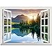 wall26 A Peaking View Through The Forest of The Morning Sunrise - Wall Mural, Removable Sticker, Home Decor - (36