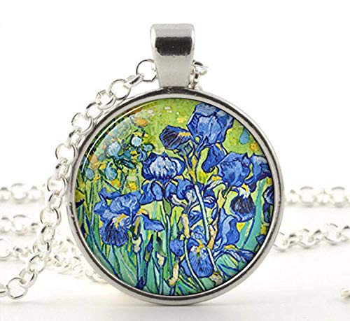 Preisvergleich Produktbild Van Gogh Irises Halskette Frühlingsblumen Garten Blumen Fine Art Anhänger