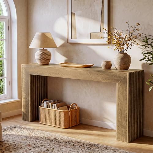 Tribesigns Entryway Table, 63 Inch Fluted Console Table with Roman