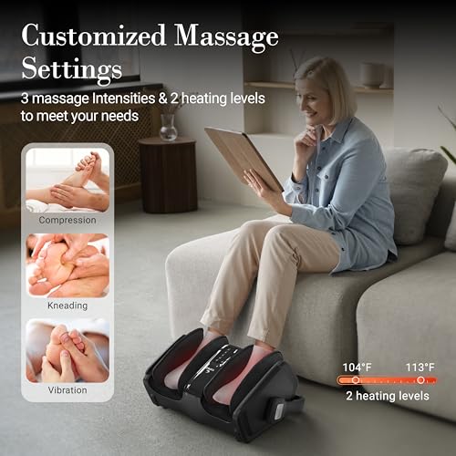 Image of CuPiLo Shiatsu Foot Calf Massager with Heat & Remote, FSA Eligible HSA | 6-Level Compression, 3 Modes Kneading for Neuropathy Plantar Fasciitis, 360 Adjustable Bar for Feet Ankles Calves, Size 14