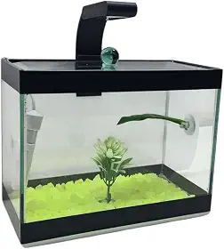 Aquário Completo para Peixe Beta com Luminária, Aquecedor e Decorações (Rosa)