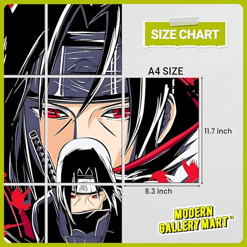 Image of MODERN GALLERY MART Pack of 20 Naruto Itachi Uchiha Manga Poster | A4 Size Anime Wall Art (8.3 x 11.7 inch) | Manga Posters with Glue Dots | Anime Poster for Bedroom, Living Room, Office (2)