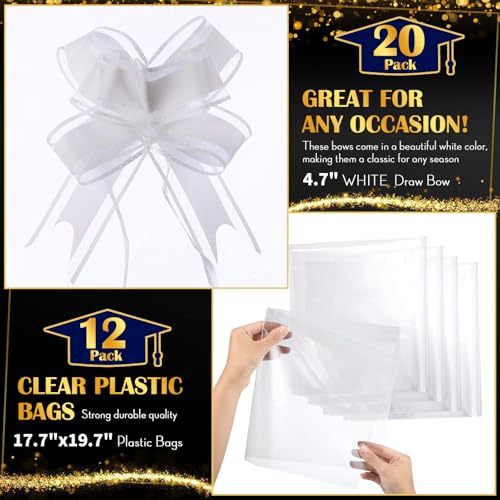 Image of Thenshop 44 Pcs Basket for Gifts Empty Gift Basket Bulk Include 12 Cardboard Tray 12 Plastic Bags and 20 Pull Bows for Christmas Fall Halloween Birthday Wedding Party DIY Wrapping(Golden Edge,Blue)