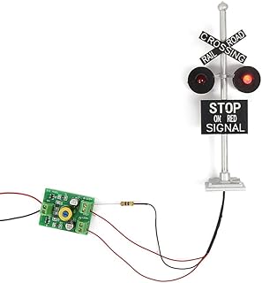 1Set O Scale Railroad Train/Track Crossing Sign 4 Heads LED Made + Circuit Board Flasher-Flashing Red Train Signal Lights Decoration and Party JTD436RP