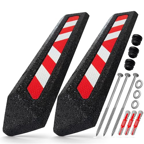 TopRubber 2X Radstopper in Schwarz, Reflektierend 570x140x75, zum Festschrauben