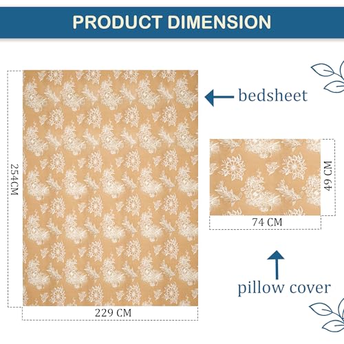 Image of Kuber Industries Cotton 180 TC Double Bedsheet With 2 Pillow Covers | Machine Washable Soft Bedsheet For Living Room, Home & Hotels | Lotus Fabio Print - Golden & White