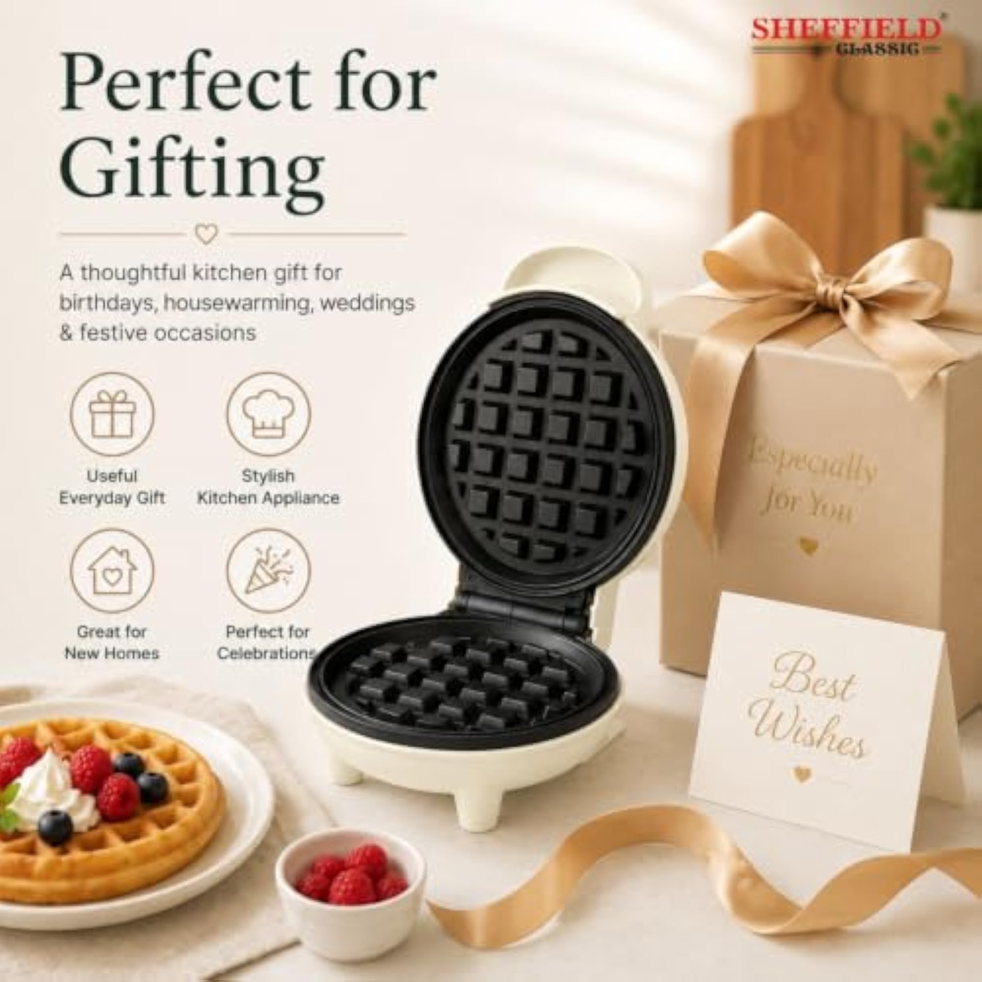 550W Non-Stick Waffle Maker, Electric Snack Maker