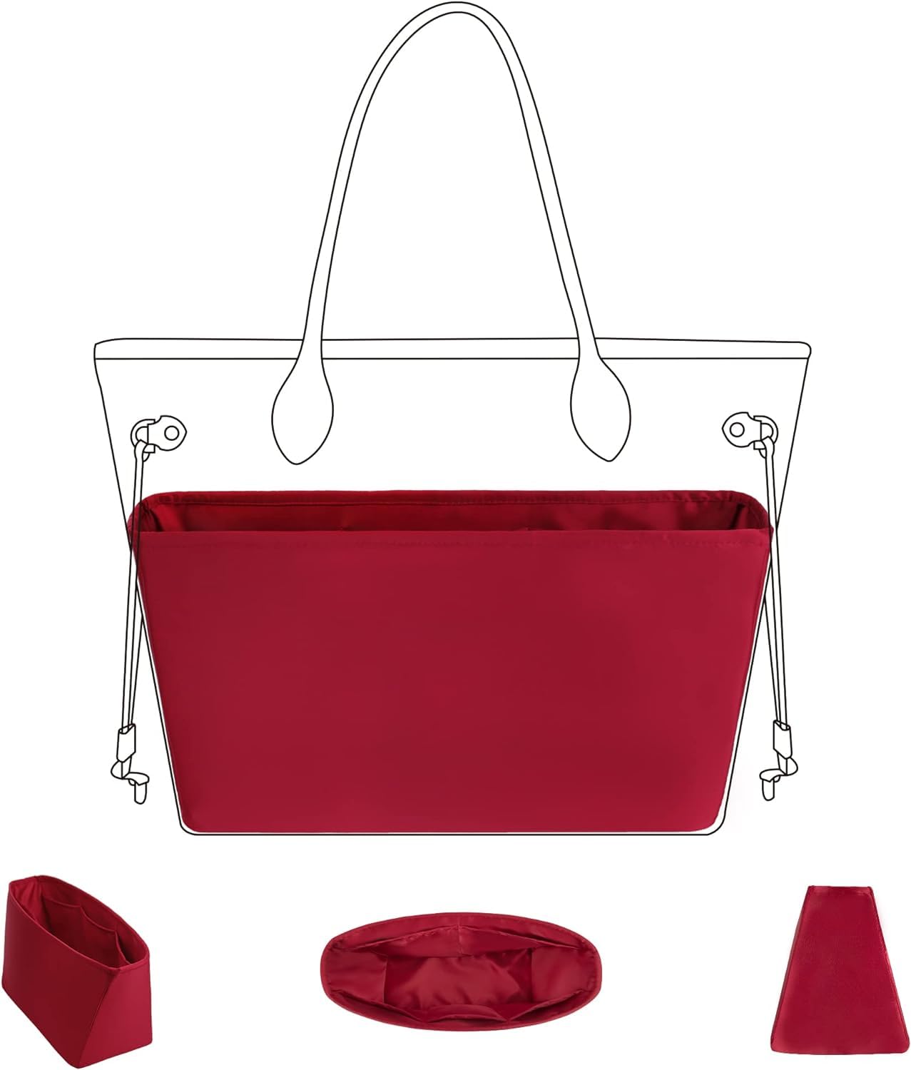GenericGeneric Purse Organizer Insert for Large Handbags and Totes, Fits Louis Vuitton Neverfull Bags, Silk Lining, Shape Retaining