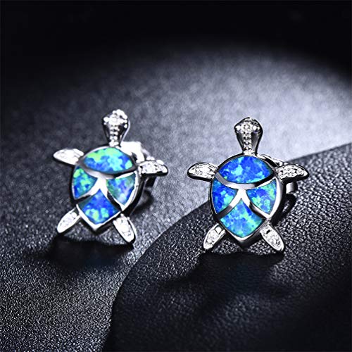 Vanessa Blue Opal Sea Turtle Stud Earrings Birthstone Jewelry Birthday For Her (Earrings-3 Blue) #TOP6