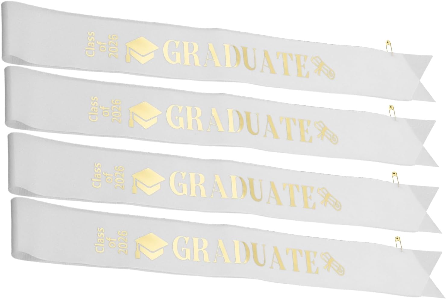 LUOZZY 8pcs Class of 2026 Graduation Sash with Foil Letters for Party Decorations Cheerleader High School College Graduate Accessories