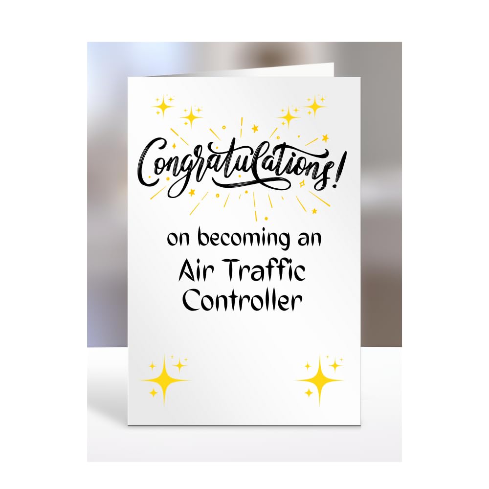 Congratulations on becoming an Air Traffic Controller, card for men, women, him, her, colleague, boss, manager, supervisor, friend, gifts or presents, A5-211a_24