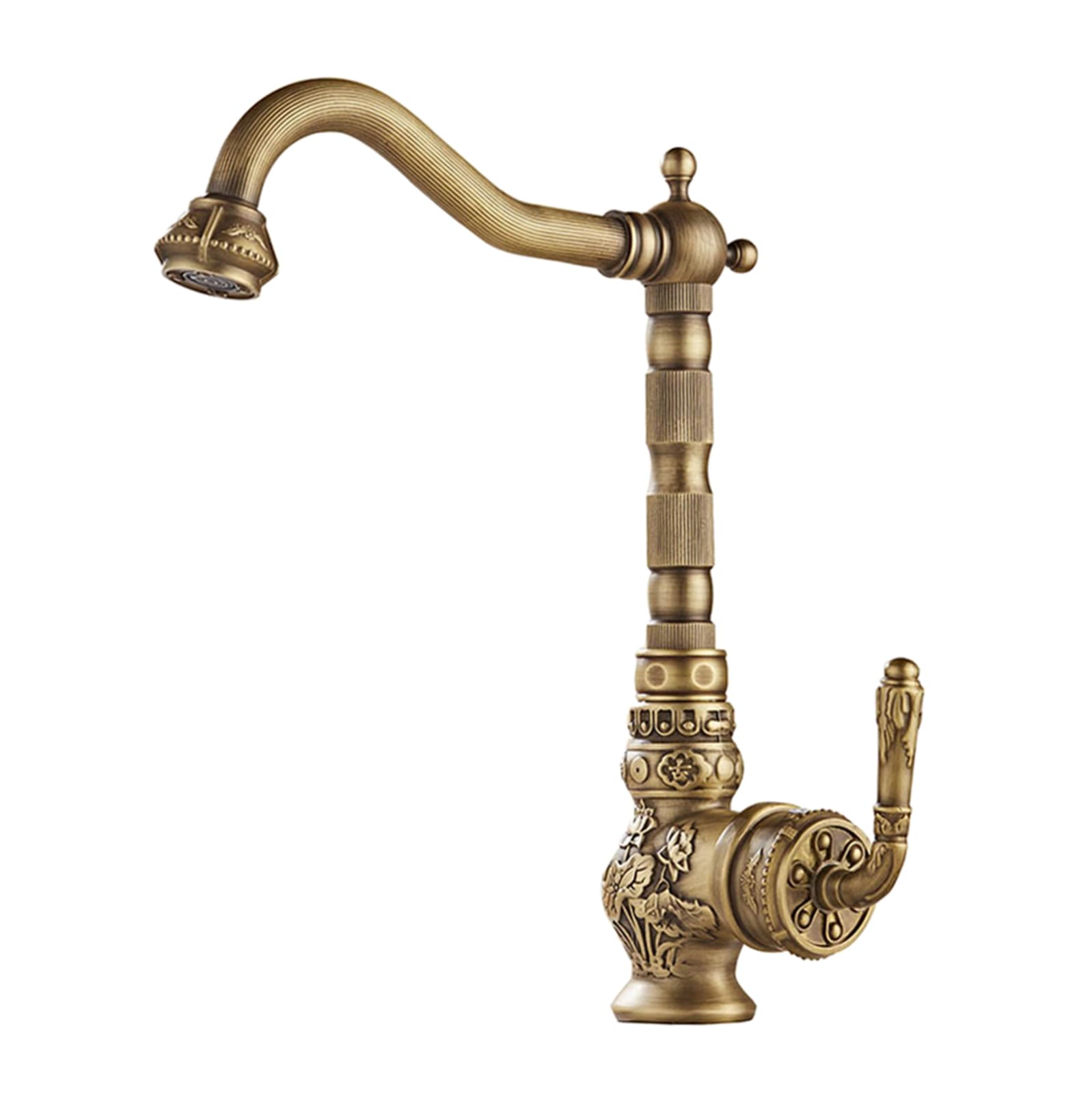 ZYCHSJXA Kitchen Sink Mixer Tap Antique Brass 360 Swivel Hot and Cold Single Lever Hole