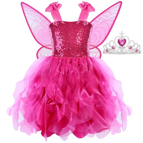 Disfraz de hada para niñas con vestido tutu y alas miniatura 5